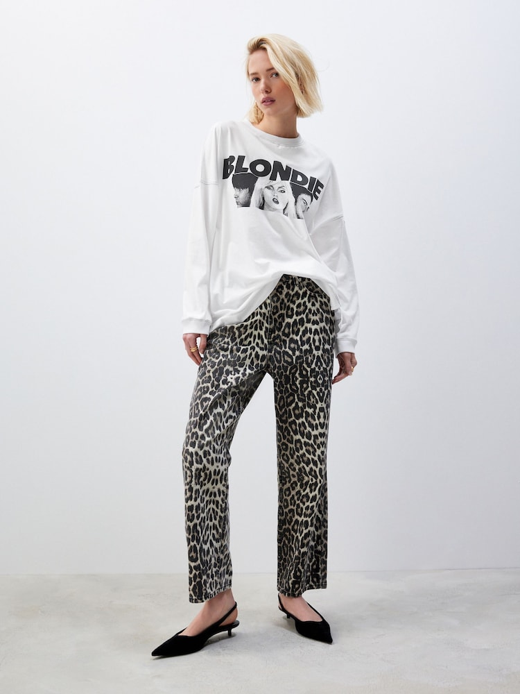White 100% Cotton License Blondie Graphic Long Sleeve Skater Band T-Shirt - Image 2 of 7