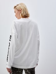 White 100% Cotton License Blondie Graphic Long Sleeve Skater Band T-Shirt - Image 4 of 7
