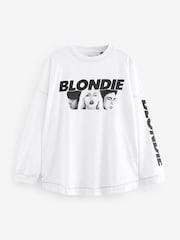White 100% Cotton License Blondie Graphic Long Sleeve Skater Band T-Shirt - Image 6 of 7