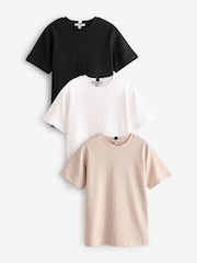 Noir/Blanc/Nu - Lot de 3 t-shirts épais de base - Image 1 of 9