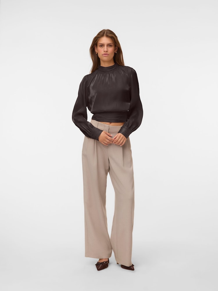 VERO MODA Brown Long Sleeve High Neck Top - Image 2 of 5 VERO MODA Brown Long Sleeve High Neck Top - Image 2 of 5