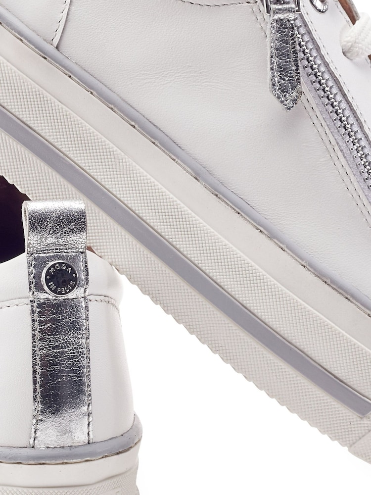 Moda in Pelle White Flissie Leather Zip And Lace Slab Sole Trainers - Image 3 of 3