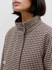 VERO MODA Brown Funnel Neck Check Bomber Jacket - Image 1 of 6