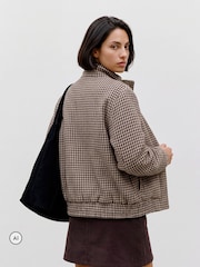 VERO MODA Brown Funnel Neck Check Bomber Jacket - Image 3 of 6