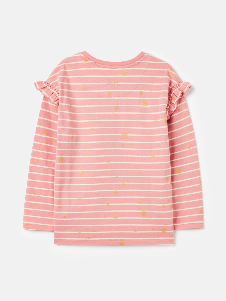 Joules Angelica Pink/Cream Striped Long Sleeve Top - Image 1 of 4