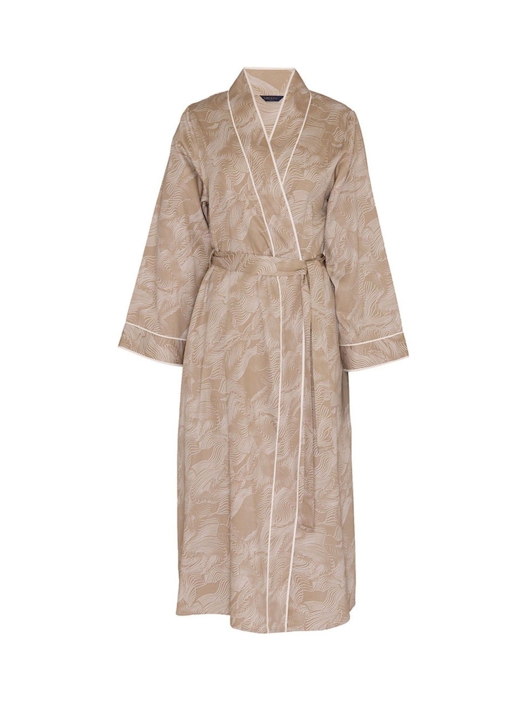 Fable and Eve Grey Wavy Contour Print Long Dressing Gown - Image 4 of 4 Fable and Eve Grey Wavy Contour Print Long Dressing Gown - Image 4 of 4