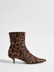River Island Leopard Print Kitten Heel Sock Boots - Image 1 of 6