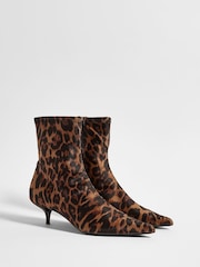 River Island Leopard Print Kitten Heel Sock Boots - Image 4 of 6