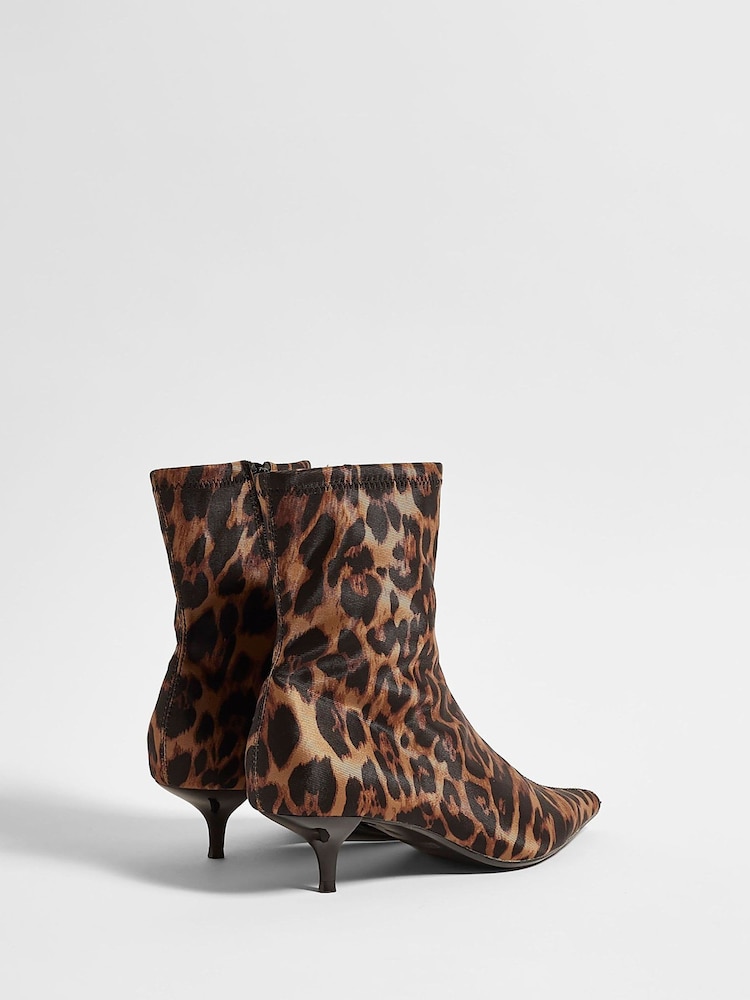 River Island Leopard Print Kitten Heel Sock Boots - Image 6 of 6 River Island Leopard Print Kitten Heel Sock Boots - Image 6 of 6