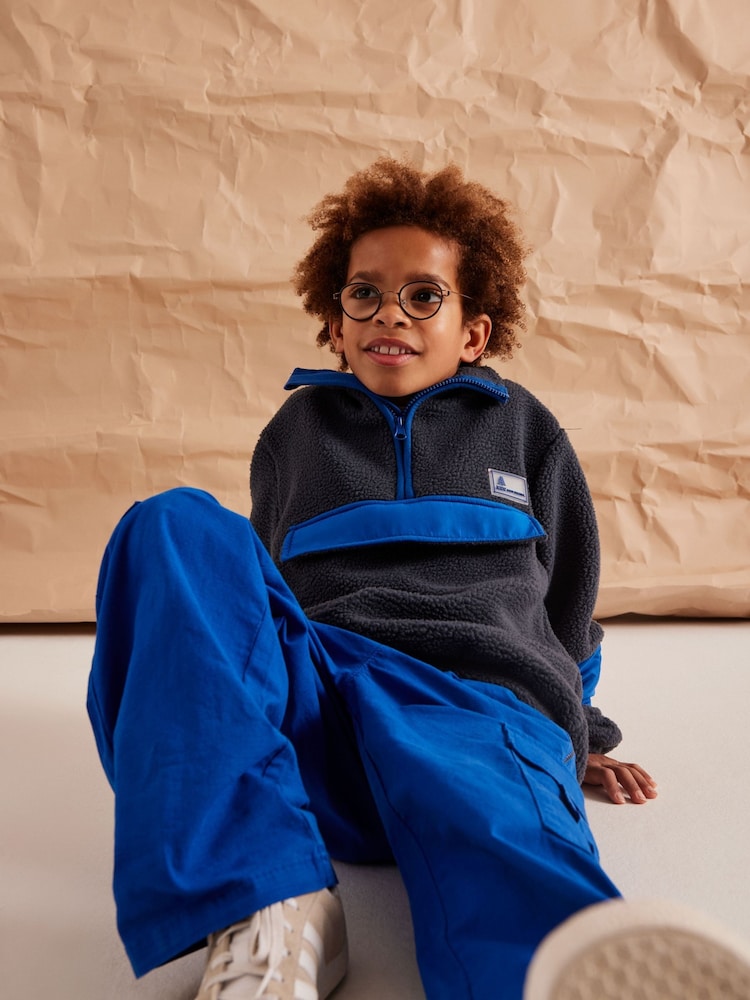Name It Blue/Black Teddy Fleece Contrast Jumper - Image 2 of 6