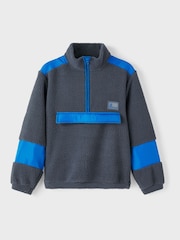 Name It Blue/Black Teddy Fleece Contrast Jumper - Image 3 of 6