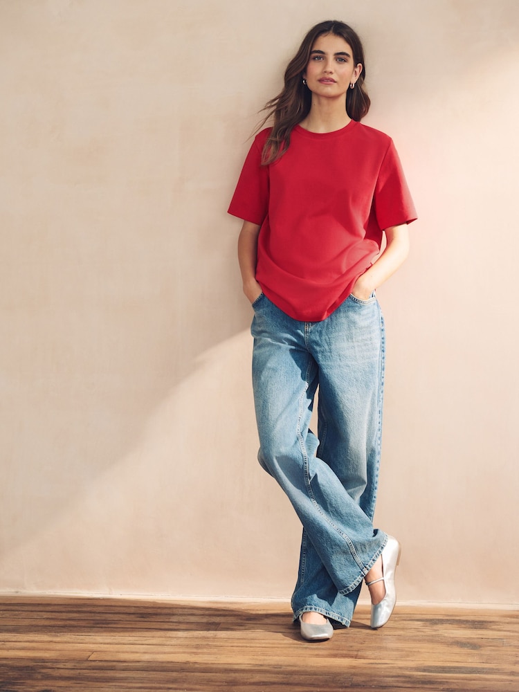 Rouge - T-shirt Manche courte Col ras du cou lourd - Image 3 of 8