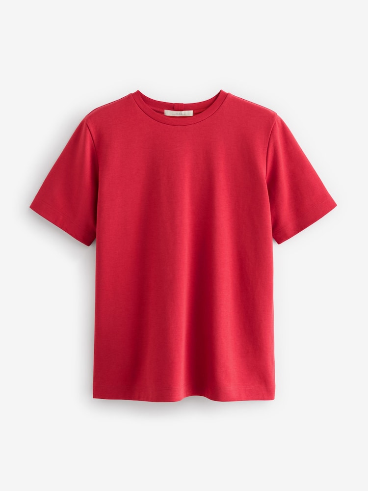 Rouge - T-shirt Manche courte Col ras du cou lourd - Image 7 of 8