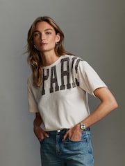 Neutral 100% Cotton Paris Shoulder Graphic T-Shirt - Image 1 of 8