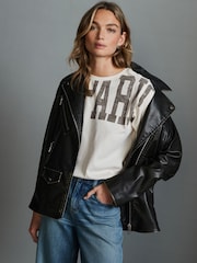 Neutral 100% Cotton Paris Shoulder Graphic T-Shirt - Image 4 of 8