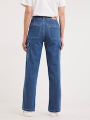 JD Williams Mid Blue Wash Cargo Jeans - Image 2 of 4