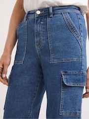 JD Williams Mid Blue Wash Cargo Jeans - Image 4 of 4