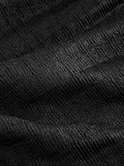 Black Textured Long Sleeve Slash Neck Top - Image 6 of 6