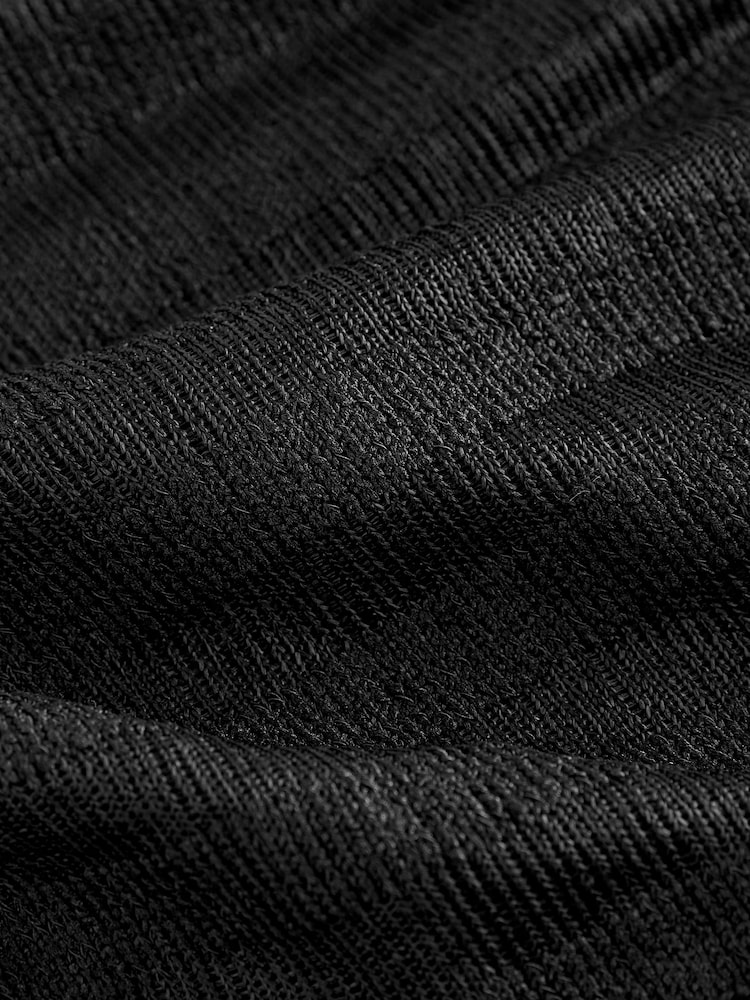 Black Textured Long Sleeve Slash Neck Top - Image 6 of 6
