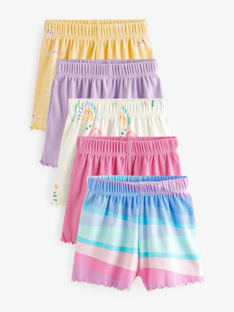 Pink Rib Shorts 5 Pack (3mths-7yrs) - Image 1 of 6