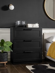Black Flynn 3 Drawer Chest of Drawers - Image 1 of 8