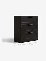 Black Flynn 3 Drawer Chest of Drawers - Image 4 of 8
