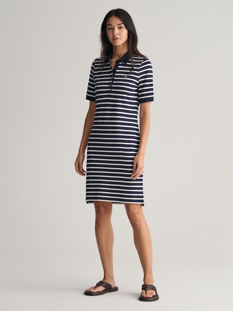 GANT Blue 100% Cotton Shield Piqué Polo Dress - Image 1 of 6