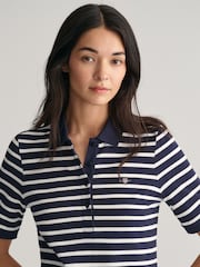 GANT Blue 100% Cotton Shield Piqué Polo Dress - Image 5 of 6