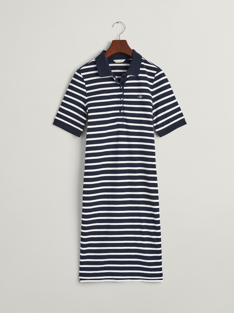 GANT Blue 100% Cotton Shield Piqué Polo Dress - Image 6 of 6