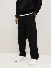 Черный - Relaxed Fit Ripstop карго 100% хлопок брюки - Изображение 5 из 13