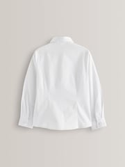 White 2 Pack Fitted Long Sleeve Cotton Rich Stretch Premium School Shirts (3-18yrs) - Image 8 of 12