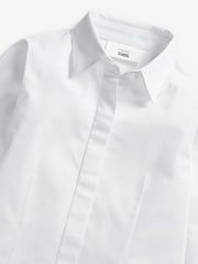 White 2 Pack Fitted Long Sleeve Cotton Rich Stretch Premium School Shirts (3-18yrs) - Image 9 of 12