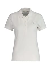 GANT White Shield Cap Sleeve Piqué 100% Cotton Polo Shirt - Image 1 of 5