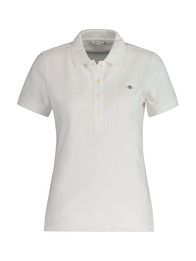 GANT White Shield Cap Sleeve Piqué 100% Cotton Polo Shirt - Image 1 of 5 GANT White Shield Cap Sleeve Piqué 100% Cotton Polo Shirt - Image 1 of 5