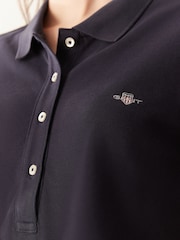 GANT Blue Shield Cap Sleeve Piqué 100% Cotton Polo Shirt - Image 3 of 5