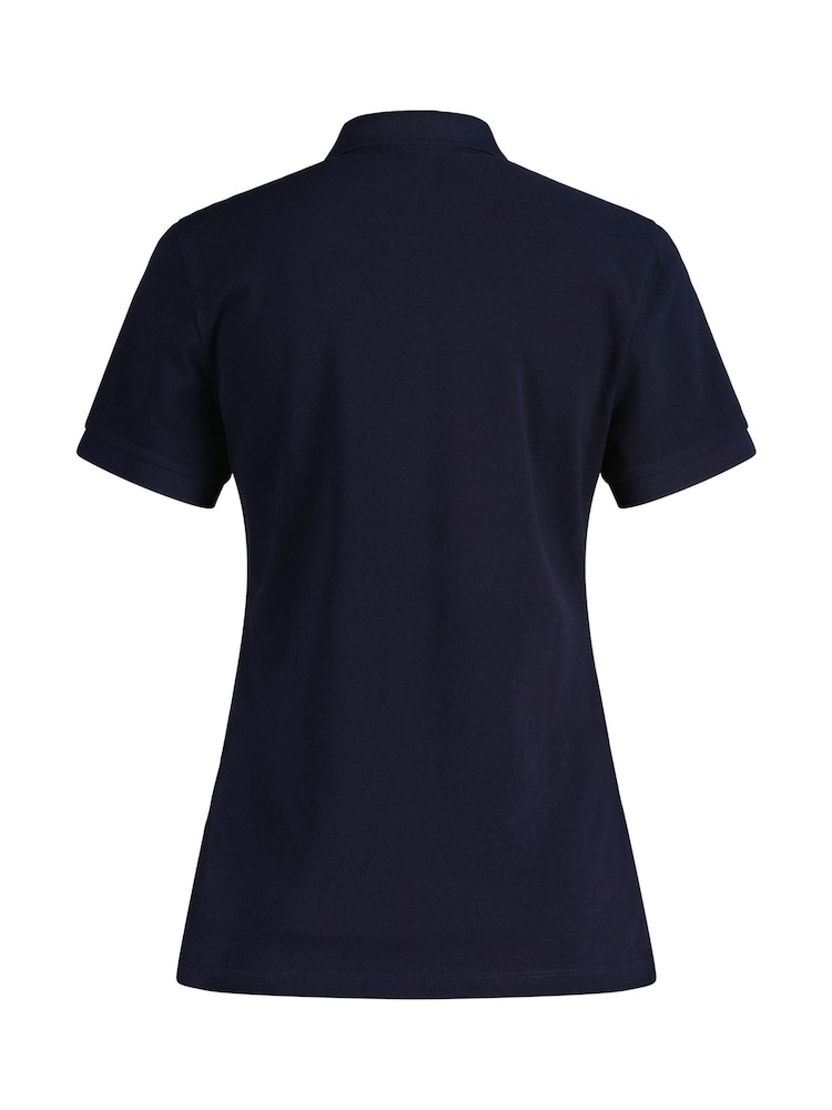 GANT Blue Shield Cap Sleeve Piqué 100% Cotton Polo Shirt - Image 5 of 5