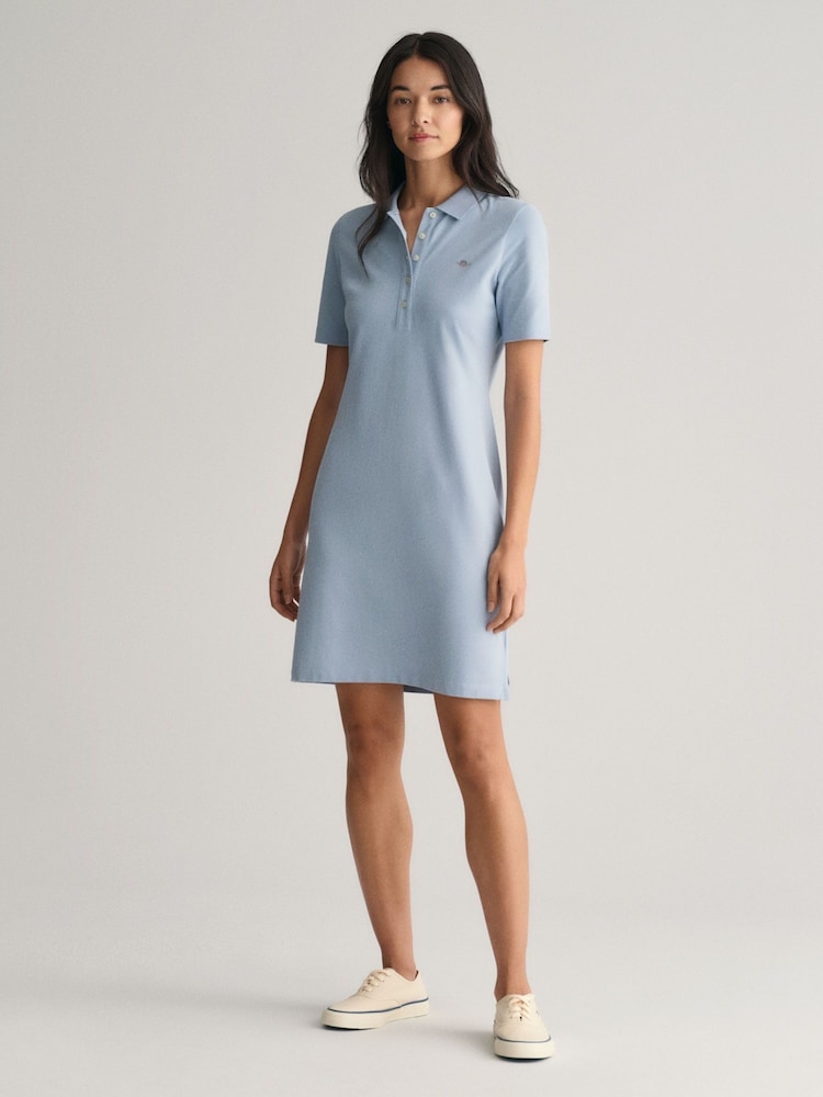 GANT Blue 100% Cotton Shield Piqué Polo Dress - Image 1 of 5