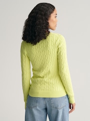 GANT Green Stretch Cotton Cable Knit Jumper - Image 2 of 5