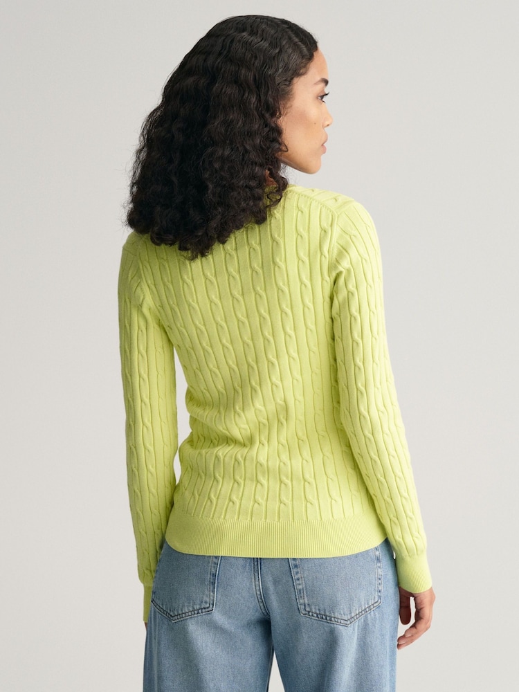 GANT Green Stretch Cotton Cable Knit Jumper - Image 2 of 5