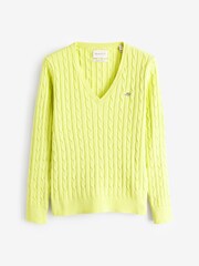 GANT Green Stretch Cotton Cable Knit Jumper - Image 5 of 5
