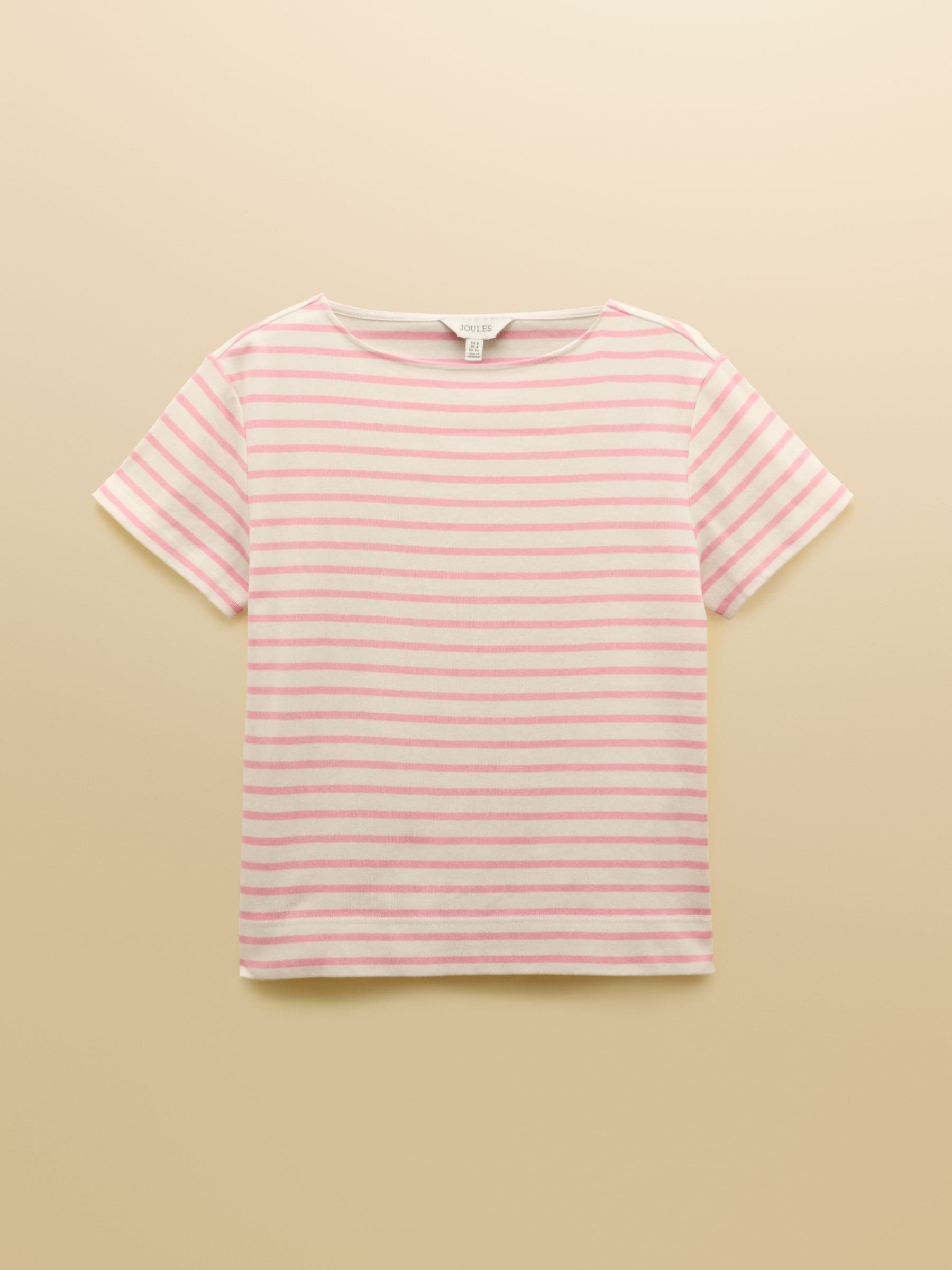 Buy Harbour Cream & Pink Striped Short Sleeve Boat Neck Cotton