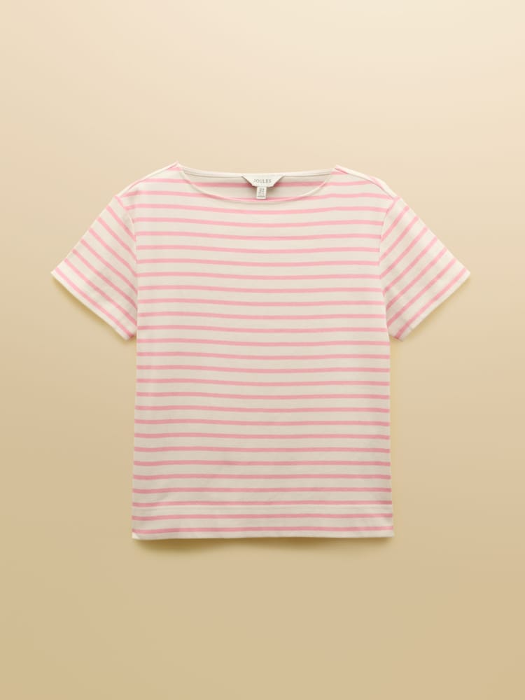 Cream at Pink - Joules Harbour Striped Boat Neck Breton Top - Larawan 7 ng 7