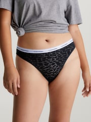 Calvin Klein Black Modern Logo Lace High Leg Thong - Image 4 of 6