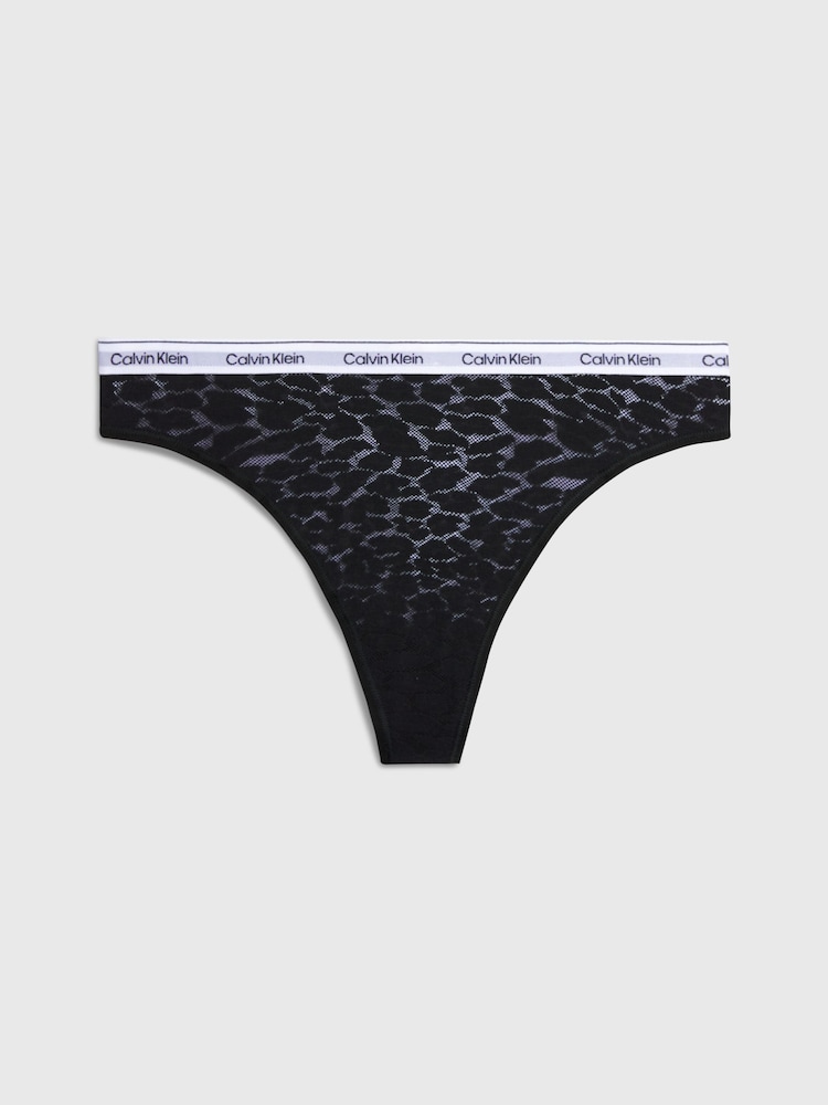 Calvin Klein Black Modern Logo Lace High Leg Thong - Image 6 of 6 Calvin Klein Black Modern Logo Lace High Leg Thong - Image 6 of 6