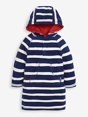 JoJo Maman Bébé Navy Stripe Towelling Hooded Pull On - Image 1 of 1