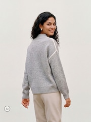 Grå - VERO MODA Langermet Genser med Høy Hals og Paspeldetalj - Bilde 2 av 5