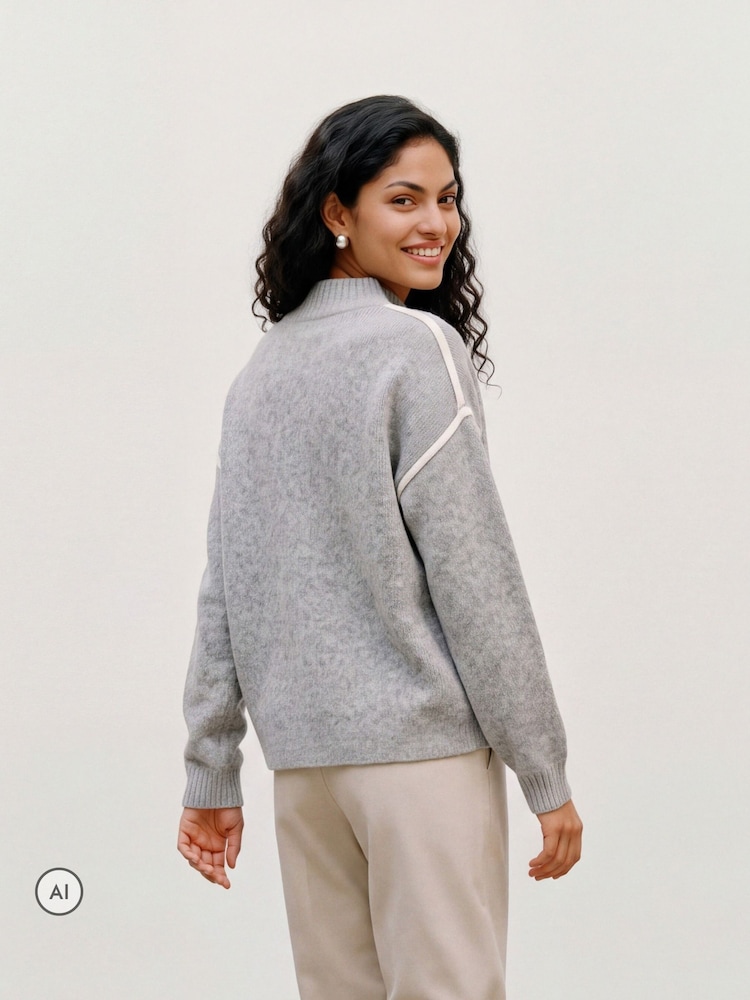 Grå - VERO MODA Langermet Genser med Høy Hals og Paspeldetalj - Bilde 2 av 5 Grå - VERO MODA Langermet Genser med Høy Hals og Paspeldetalj - Bilde 2 av 5
