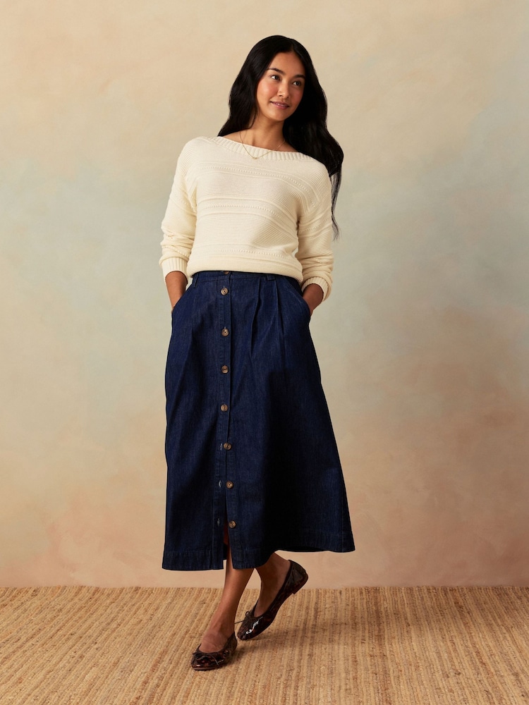 Crew Clothing Ella Denim Midi Skirt - صورة 1 من 5