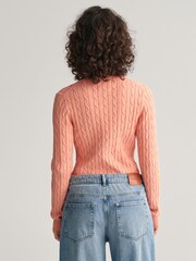 GANT Dark Pink Stretch Cotton Cable Knit Jumper - Image 2 of 4