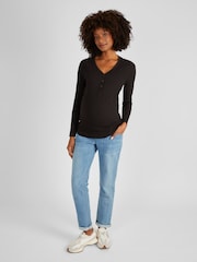 JoJo Maman Bébé Black Popper Front Maternity Top - Image 3 of 4